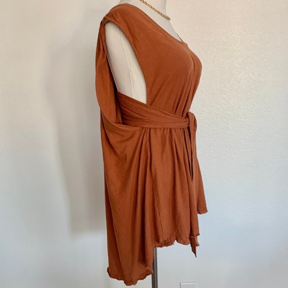 FREE PEOPLE Terracotta Burnt Orange Rust Breezy Tunic Swim Coverup Dress - Picture 5 of 7